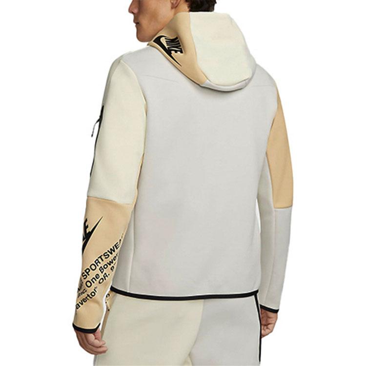 Nike Tech Fleece Print Full-Zip Hoodie Light Bone/Coconut/Sesame/Black Men Streetwear DM6475-072