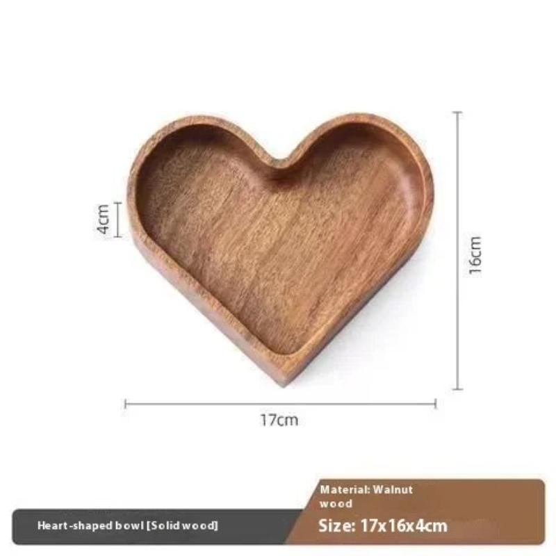 2025 New Candy Solid Wood Tray Stackable Dried Fruit Box Solid Fruit Tray Creative Walnut Tray Love Shaped Candy Box Whole Wood