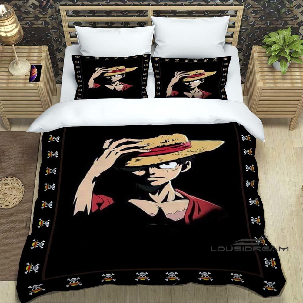 ONE PIECECartoon Monkey D. Luffy Bedding Set (duvet Cover and Pillowcases), Extra-large/large Size, Machine Washable, a Holiday