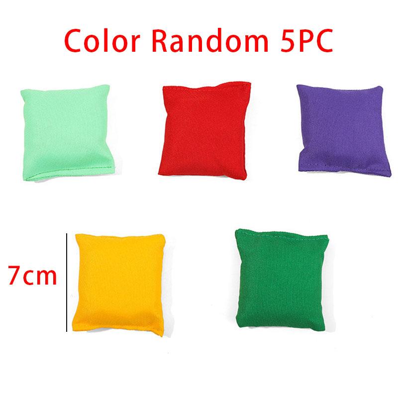 5Pcs Children'S Throwing Small Sandbags Solid Color Double-Layer Ieak Proof Sandbags Thickened Canvas Kindergarten Toy