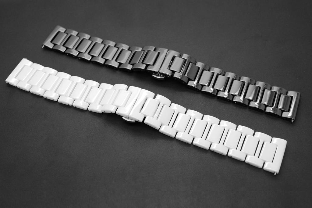 [Kai Tian] Deluxe Full Ceramic Watch Strap 22mm Black Replacement Watch Band Bracelet Men's Stainless Steel Buckle