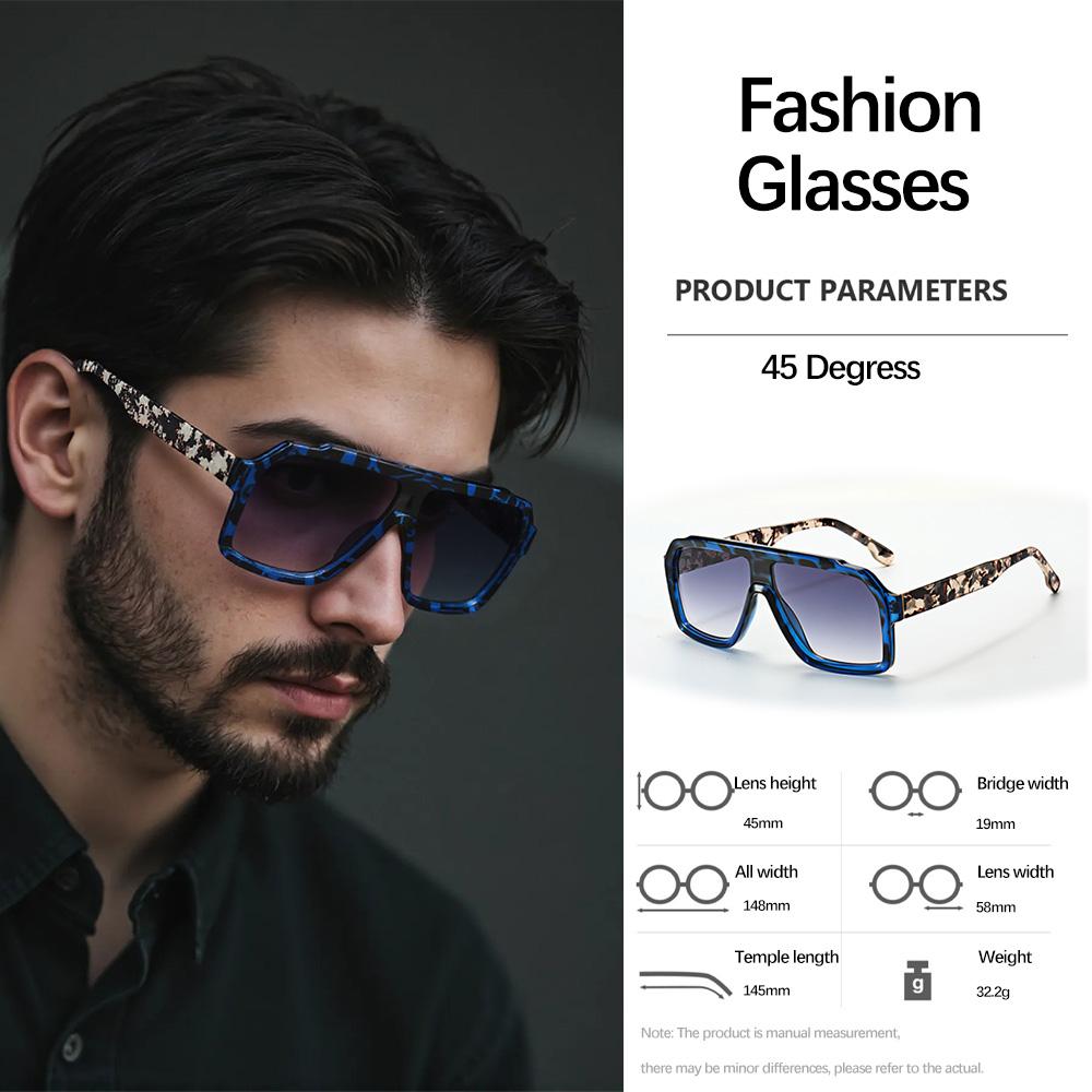 New Vintage Sunglasses For Men Geometric Thick Frame Business Leisure Dual-use Urban Elite Luxurious Style