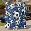 1PC Soccer ballOutdoor Flannel Blanket - Soft Plush Decor for Picnics, Camping, Bedroom, All-Season Cozy Gift for Christmas, Lightweight 1354A