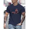 American Flag Pattern Print Men Cotton Summer Casual Loose Size Trendy Round Neck Short Sleeve T-shirt Top