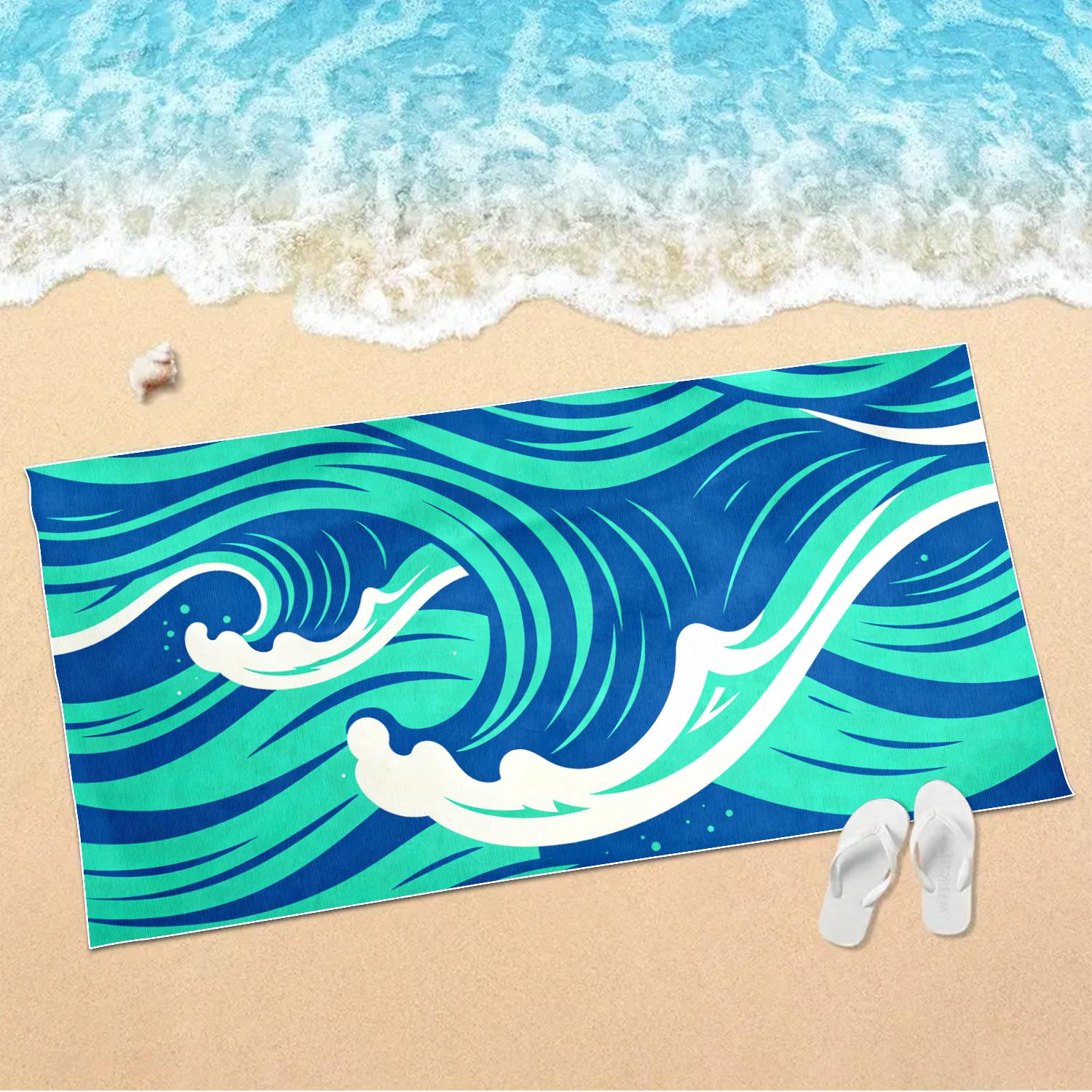 Color Blocking Diagonal Stripe Splicing Beach Towel, Ultra-fine Fiber Absorbent Bath Towel, Swimming Pool Special Large Towel 75X150CM