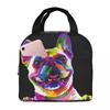 Colorful Cute Graffiti Bulldog Smile Print Insulated Lunch Bag for Women Kids Portable Food Boxes Thermal Lunch Box Tote