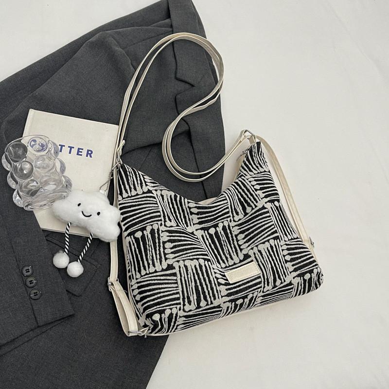 

Красивая современная сумка-тоут из ПУ в полоску, идеально подходящая для повседневного стиля Without Pendant чёрный