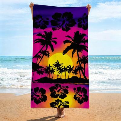 Ultra Absorbent Quick Dry Microfiber Beach Towel With Hawaiian Sunset Print 70x140cm Lightweight Portable Bath Pool