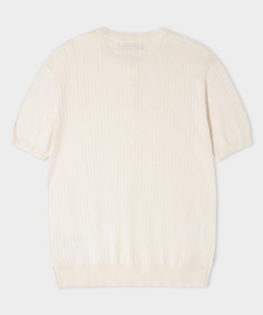 LEMAIN SECOND Classic Henley Neck Washable Short Sleeve Knit [Ivory]
