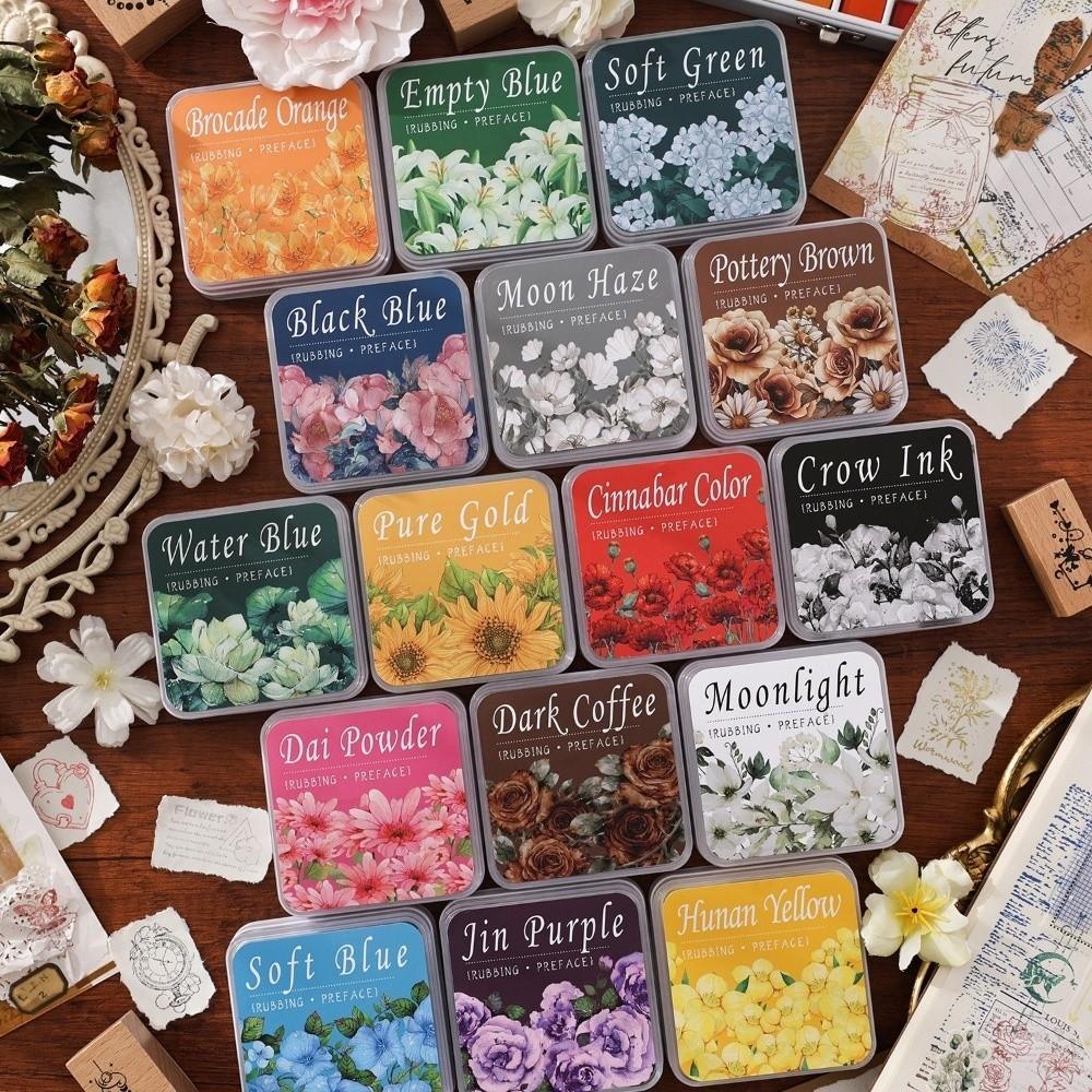 New Square Student Ink Pad Quickly Drying Multiple Colors Self Ink Stamp Eco-cotton Neutral Ink Stationery Inkpad for Students