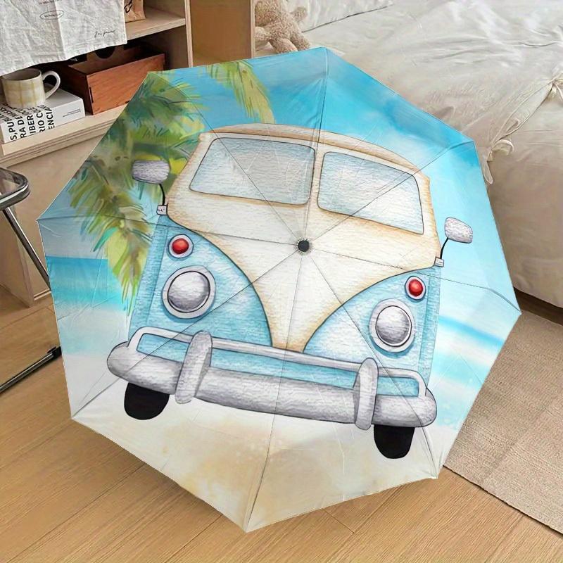 1 Stück Hochwertiger Regenschirm im Strandbus-Design, Automatisches Öffnen und Schließen, Multifunktionaler Regenschirm G0811001