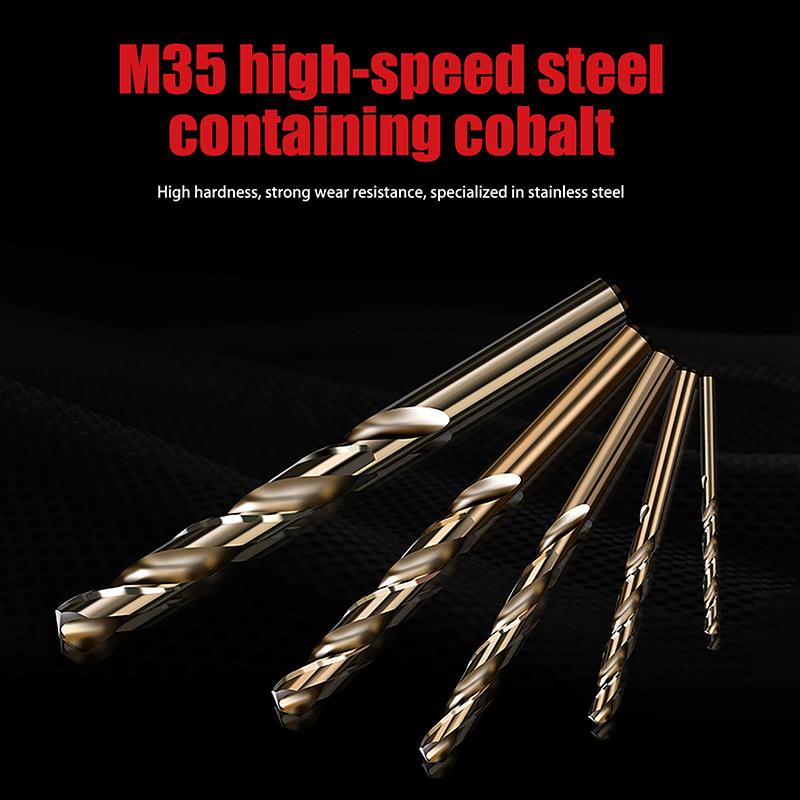 10Pcs/Set Hss M35 Cobalt Drill Bits 1-3Mm For Metal/Stainless Steel - High-Speed Steel Cobalt Coated Drill Bits With Enhanced