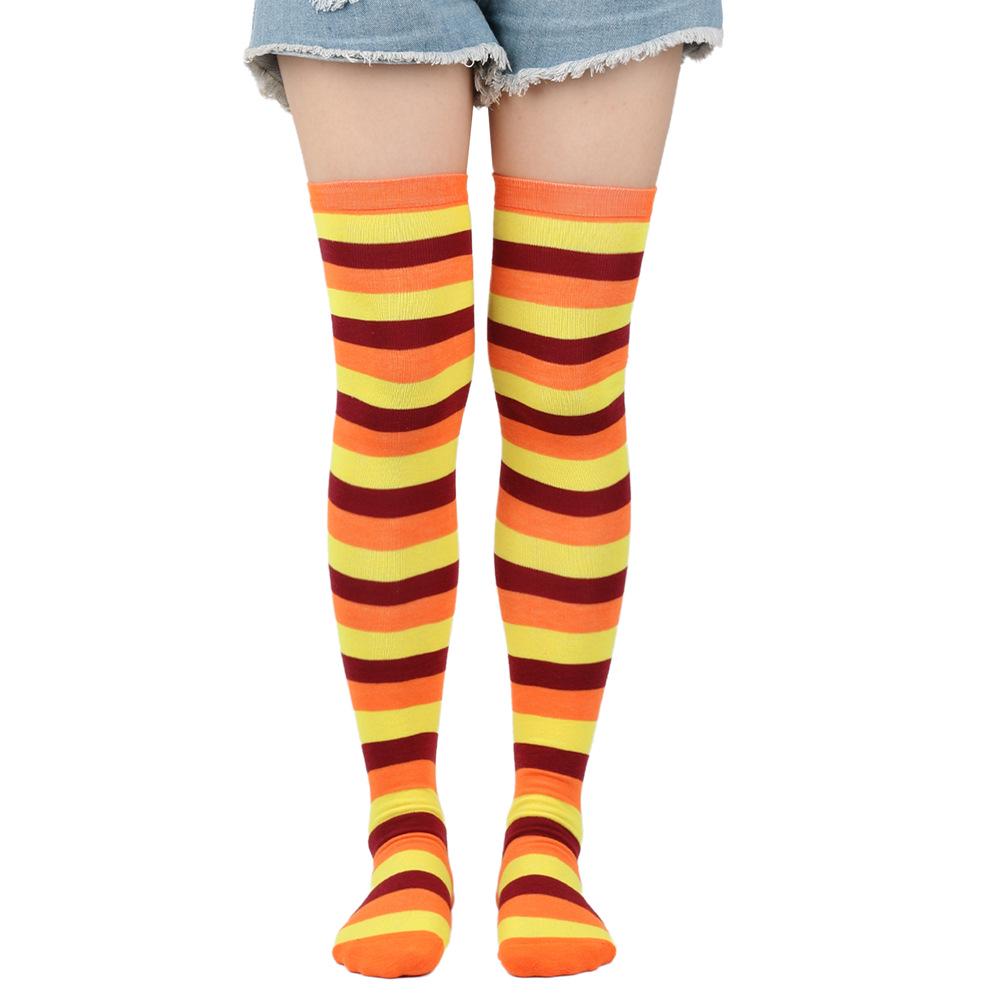 Women's Zebra Striped Thigh-High Socks: Japanese & Korean Style Over-the-Knee Halloween Cosplay Performance.