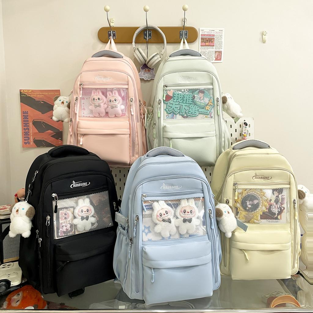 Backpack Japanese Ins Transparent Large Capacity Leisure Travel Backpack Female College Style High School Student Class School Bag Tide