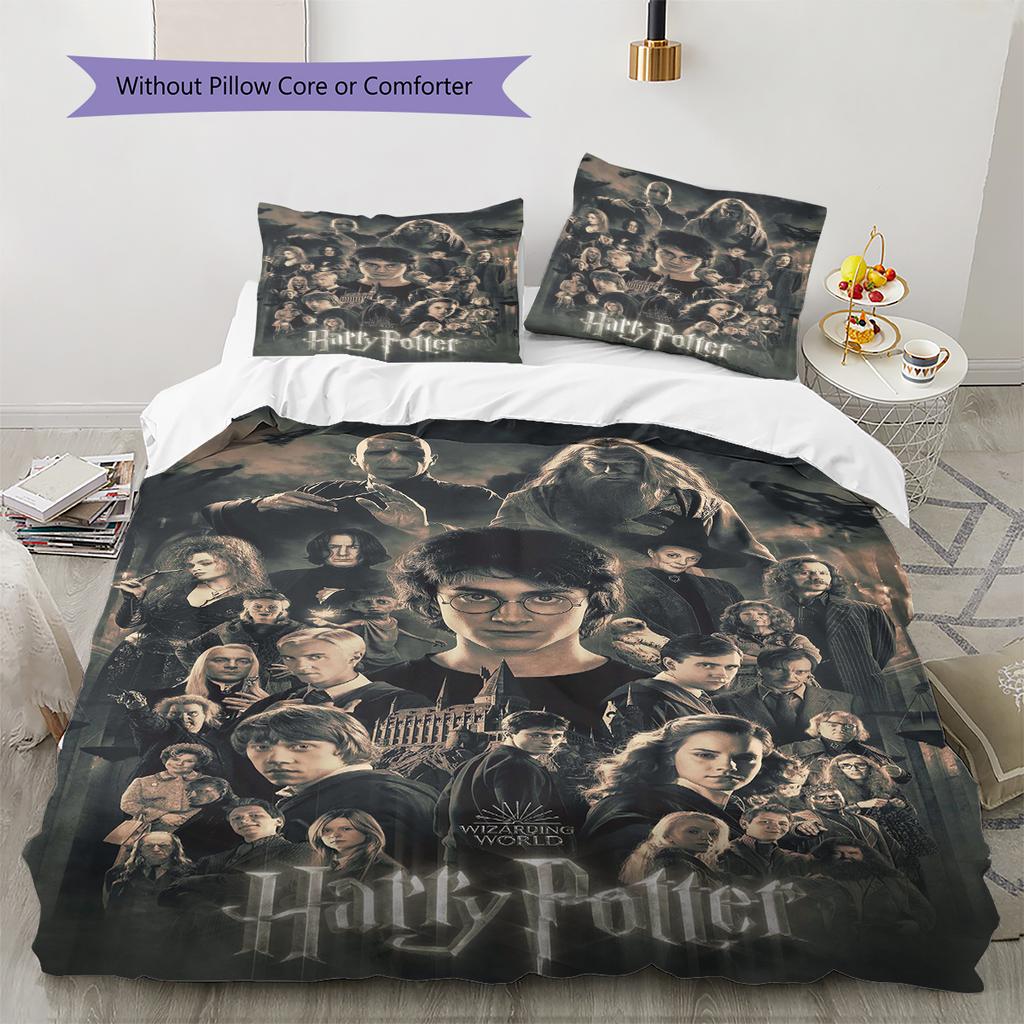 Magic School Story Pattern Bedding Quilt Set Quilt Cover Pillowcase Home Decoration Gift (1 * duvet cover + 2 * pillowcase, without core)