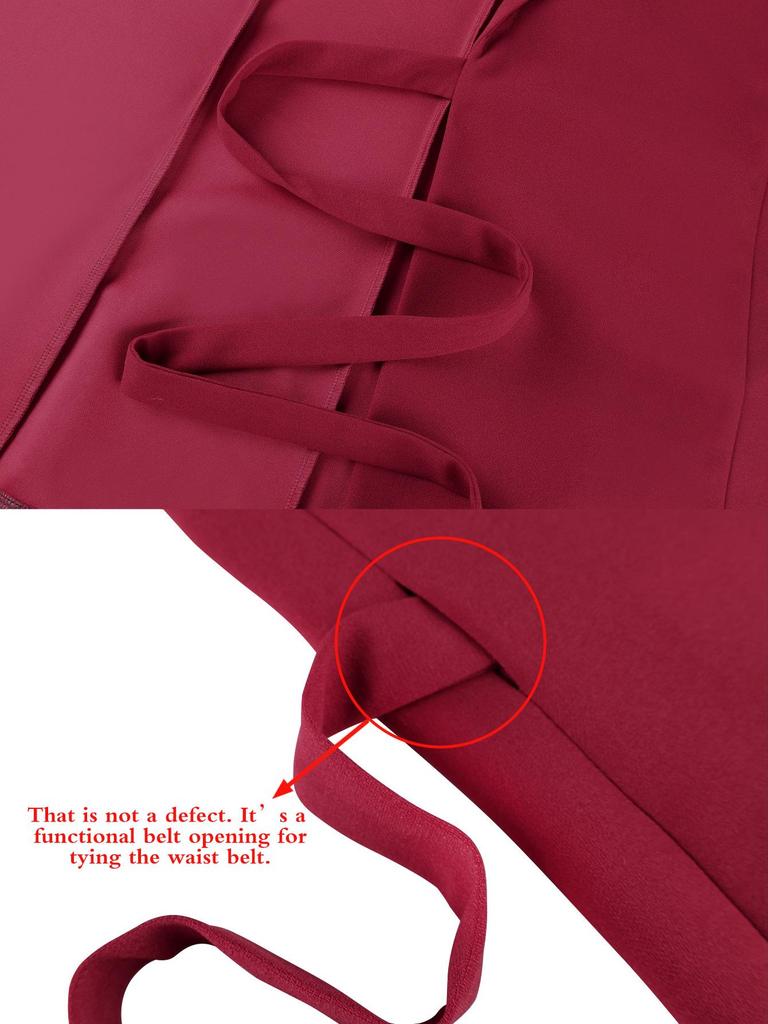 Curvy Women's Wine Red Ruffle Sleeve Suit: Waist-Cinched Slimming Pleated Wide-Leg Pants Set