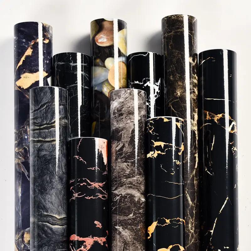 Gray Marble Self-Adhesive Wallpaper Waterproof Vinyl Peel and Stick Wallpapers for Old Furniture Kitchen Countertop Granite Film