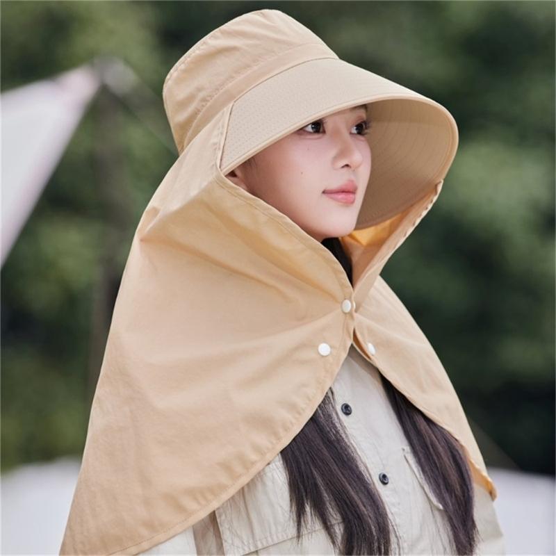 Wide Brimmed Sun Hat For Women Lady Adjustable Breathable Fabric Sun Protection Outdoor Fishing Hat Beach Travel