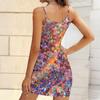 Summer New Heart Shape and Retro  Patterns  Print Sleeveless Bodycon Dress with Pockets Sexy Slim Fit Elegant Party Dress