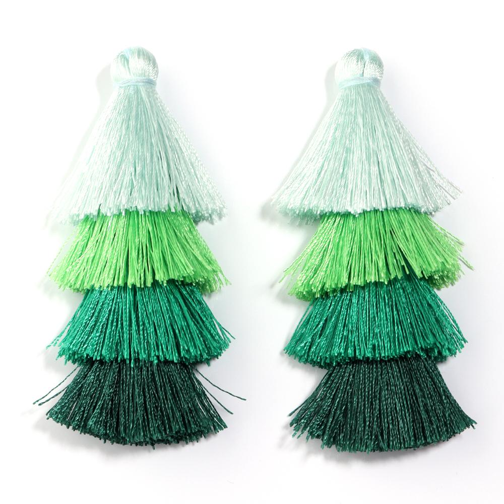 4pcs/lot Gradient Tassel Pendants Four Layers Polyester Tassel Pendants For Jewelry Making DIY Earrings Charms Accessories