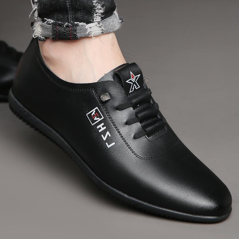 

2025 лето дышащая кожа маленькие белые туфли на ногах туфли Doudou повседневные кожаные туфли мужские туфли на мягкой подошве удобные 44 чёрный