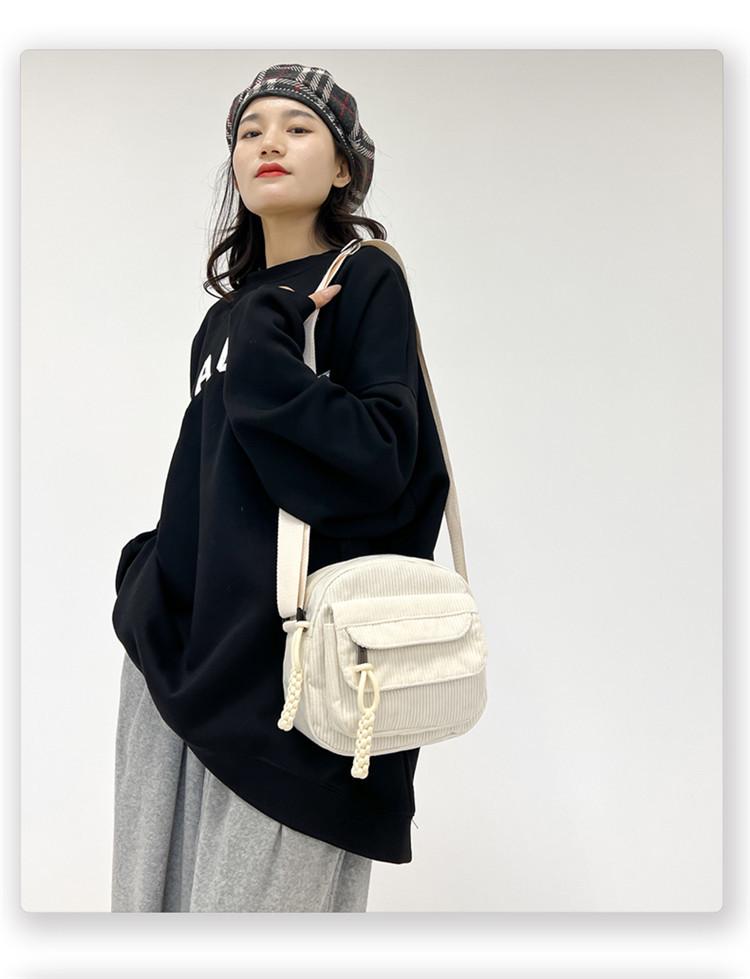 Torba na ramię i crossbody z sztruksu na wiosnę 2024 dla dziewcząt - Styl kampusowy, Jednolity kolor, Mała, Modna