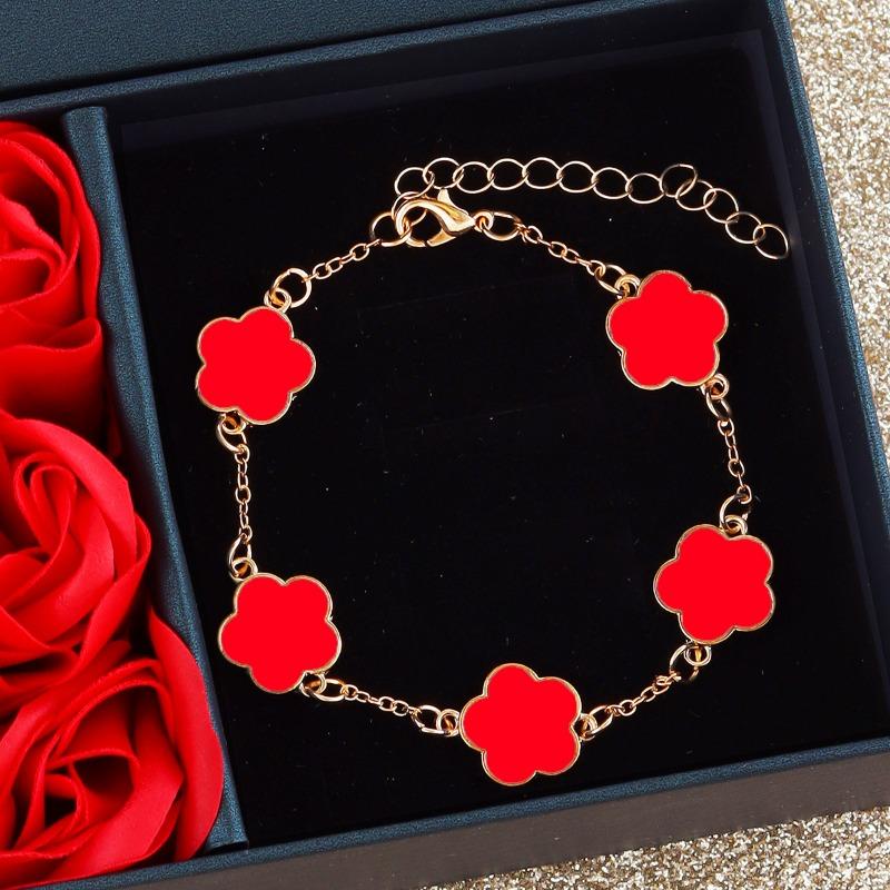 Korean Version Five-leaf Flower Lucky Stud Earrings Necklace Bracelet Bracelet Ring Set Five-petal Flower
