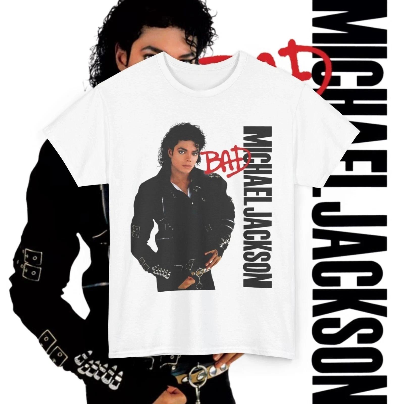 Michael Jackson Cotton T-Shirts Graphic Print Unisex MJ Bad Black Or White Tees S