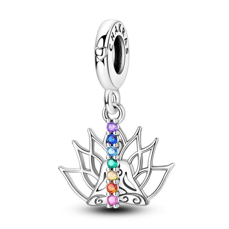 Copper Cz Zircon Charms Bead Pink Color Flower Colorful Drawing Board Pendants Fit Original Bracelet Diy Jewelry