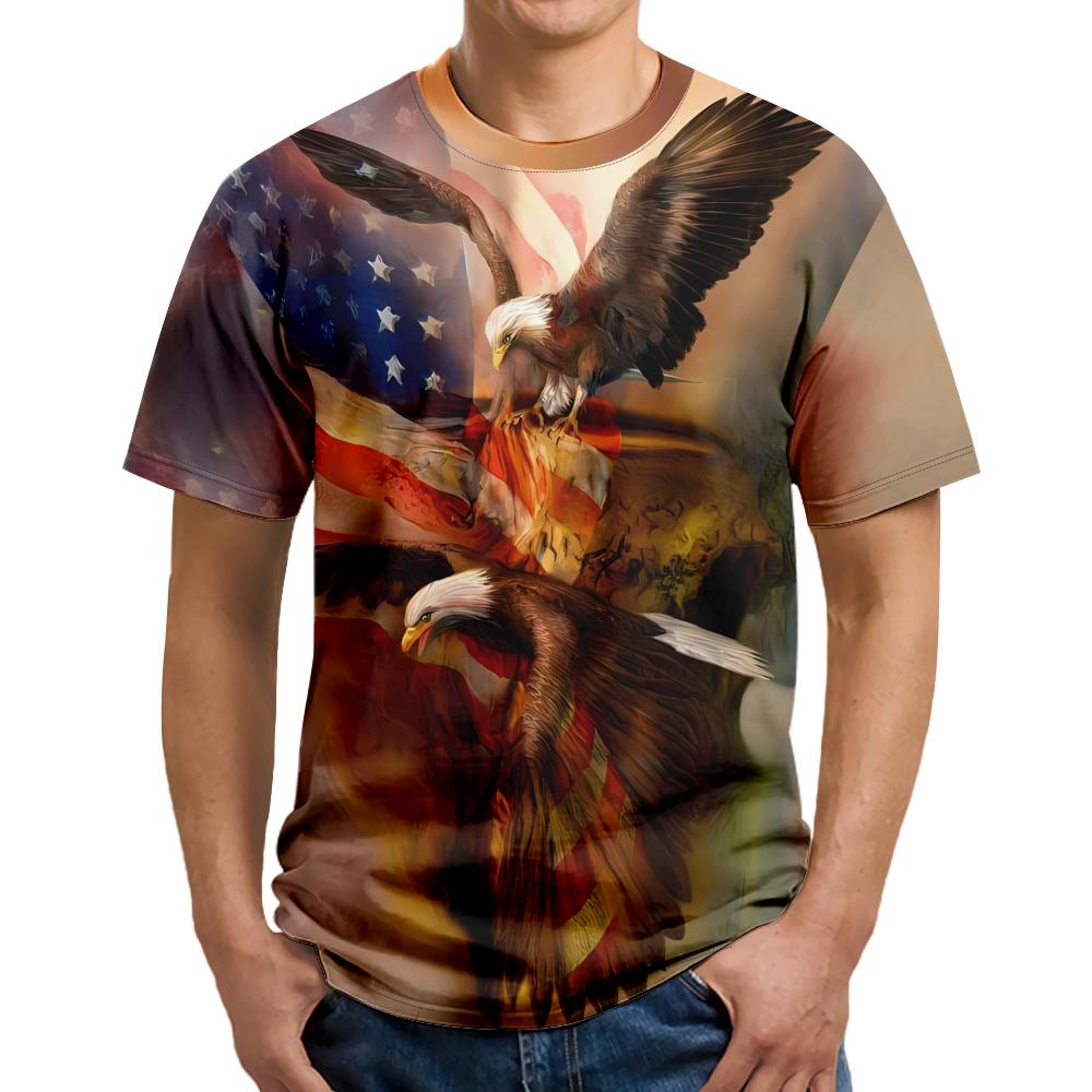 

Рубашки с 3D-принтом Eagle, летняя одежда для взрослых и детей 8XL оранжевый