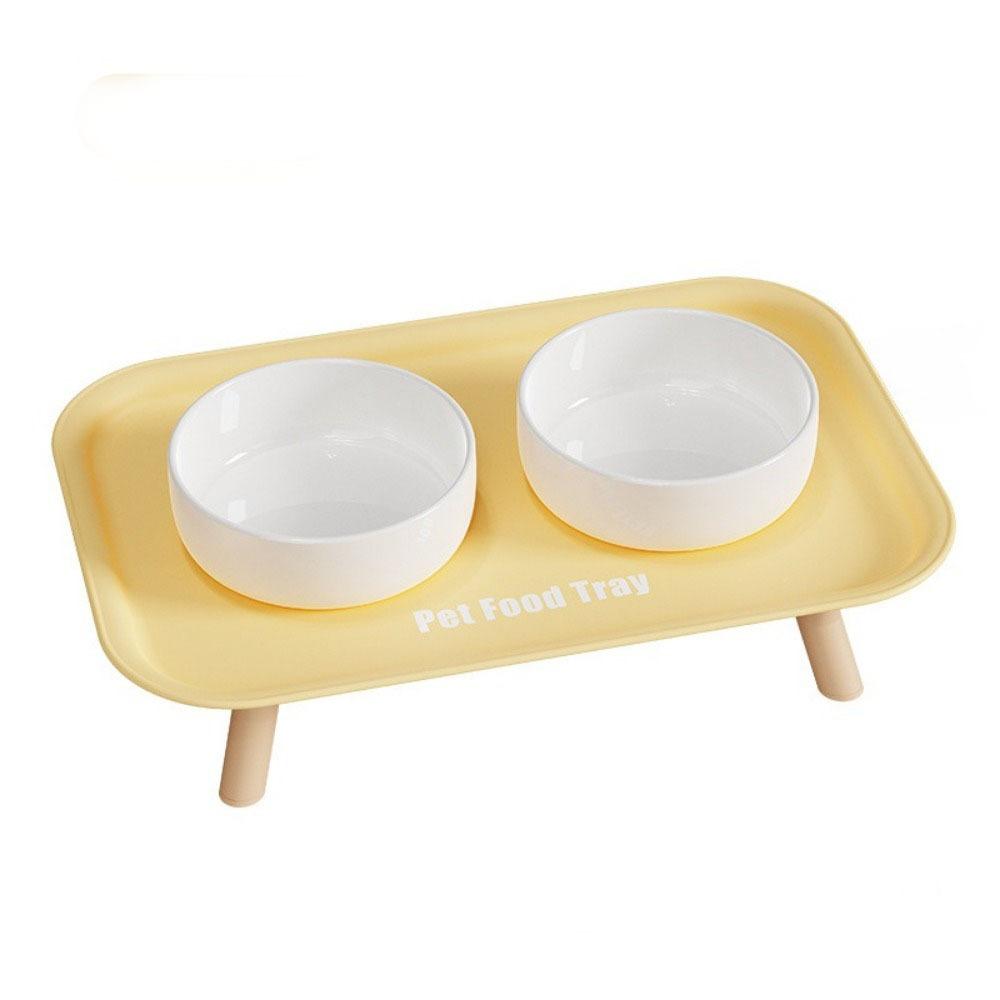 Anti-Flip Pet Double Bowl Large Capacity Pet Food Water Feeder Fashion Dog Bowl  Prevent Spill жёлтый