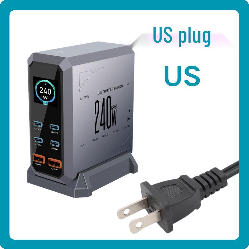 240W GaN Multi-Port USB Fast Charger with Dynamic Display