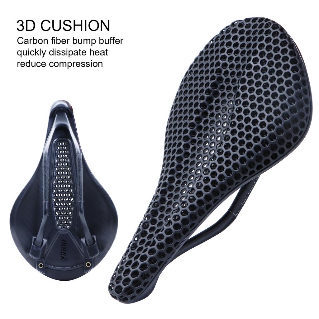 Odier  Comfortable 3D Printed Carbon Fiber Saddle Bike 3d Hollow Design Outdoor Cycling Carbon Fiber Road Bike Saddle