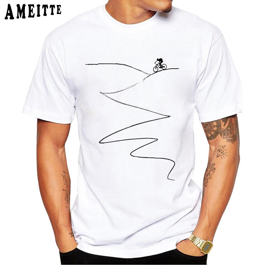 Art Design Mountain Bike Cycling Bicycle Cyclist Abstract Print T Shirt Funny Novelty Customied Men M