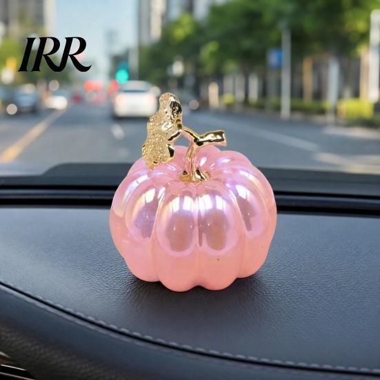 Electroplated Leaves Ornament Acrylic Simulation Pumpkin Decor, Halloween Fake Desktop Decoration for Table Car, Spooky Party Centerpiece Home Decor