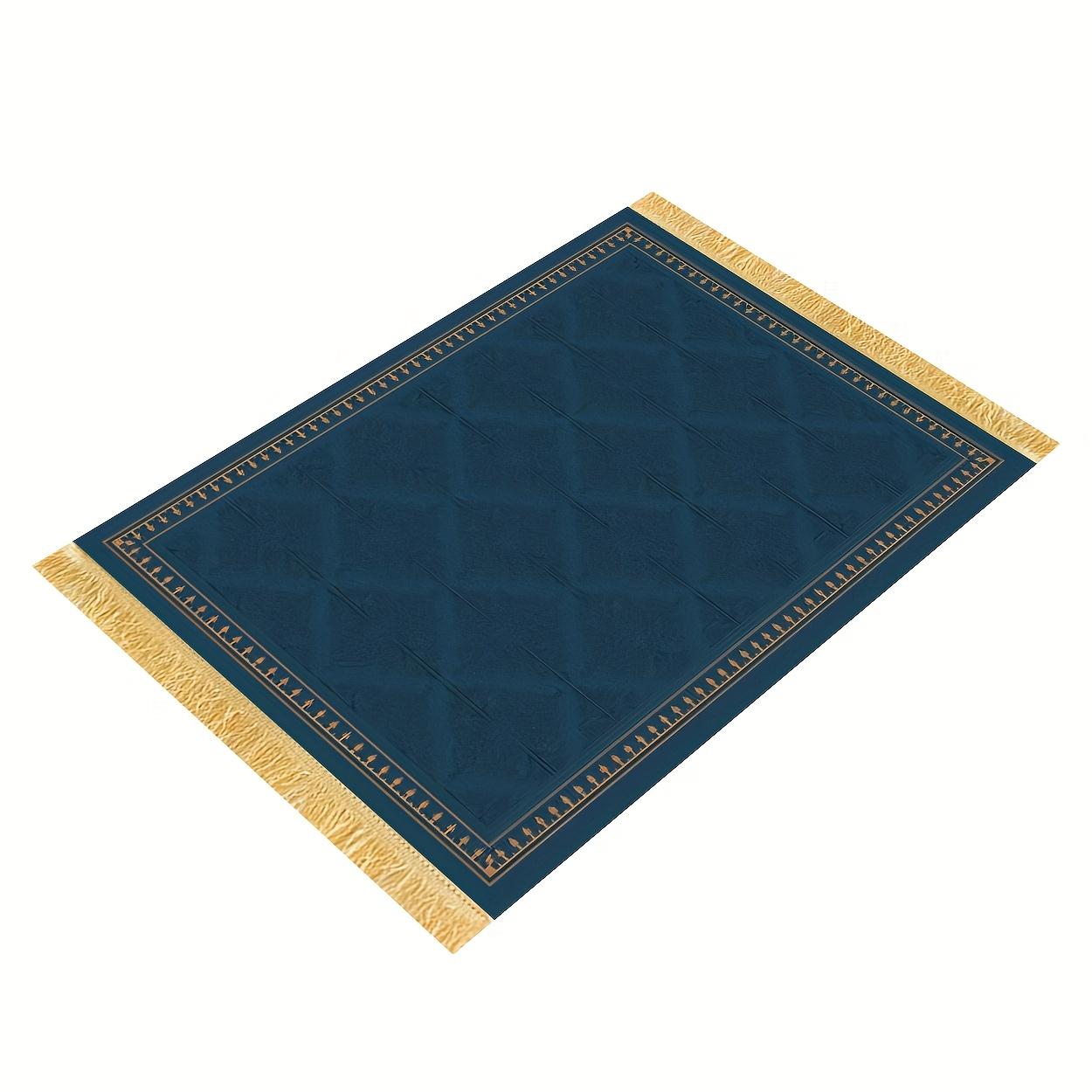 Islamitisch Gebedskleed, Moslim Reissujada Met Gouden Print, Opvouwbaar Buiten Aanbiddingskleed Met Kwastjes, Bedevaart Dagelijks 80x120cm(32x47inch