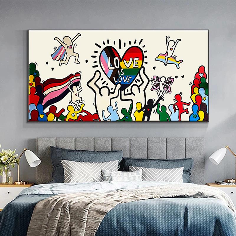 Abstract Street Pop Art Canvas Painting Love Is Love Poster and Prints Wall Cuadros for Living Room Home Decoration