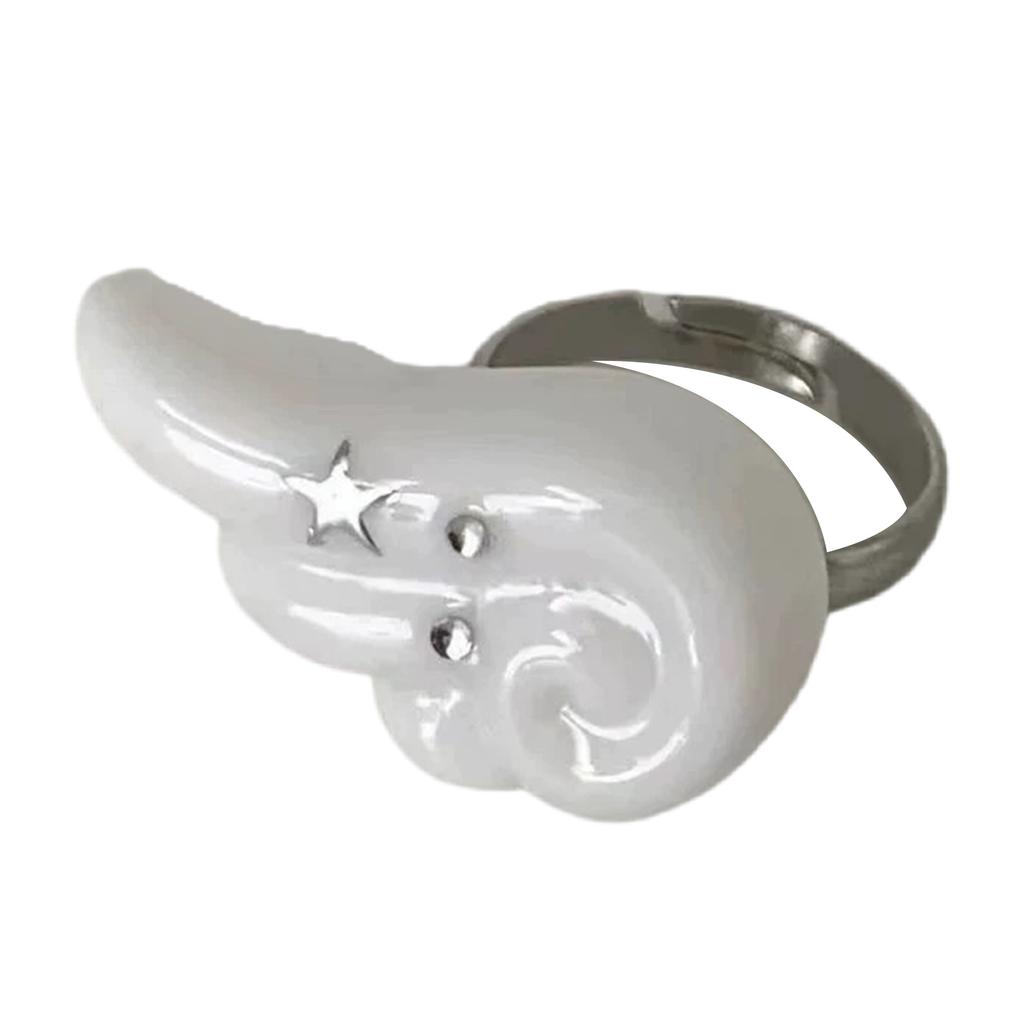 Unique Crystal Rhinestones Adjustable Angel Wing Ring Handmade Finger Ring Alloy Jewelry For Women Teens Daily Wear