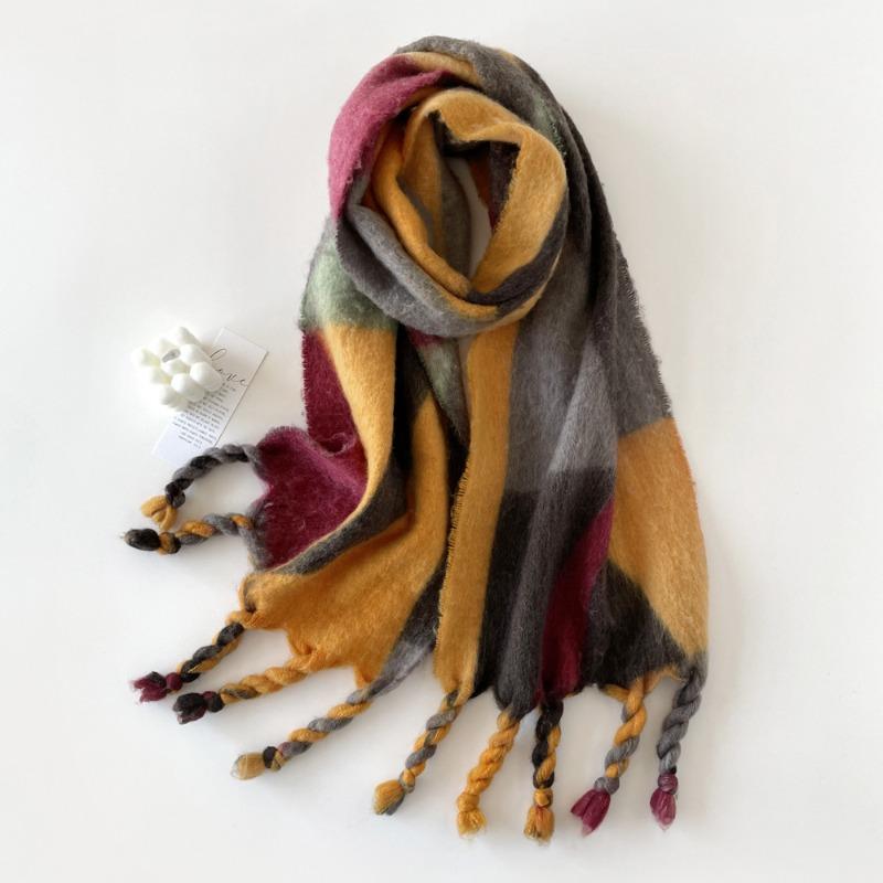 Modischer Mohairschal in passenden Farben, Damenschal in verschiedenen Farben, weich und hautfreundlich, mit Fransen, ideal für Herbst und Winter.