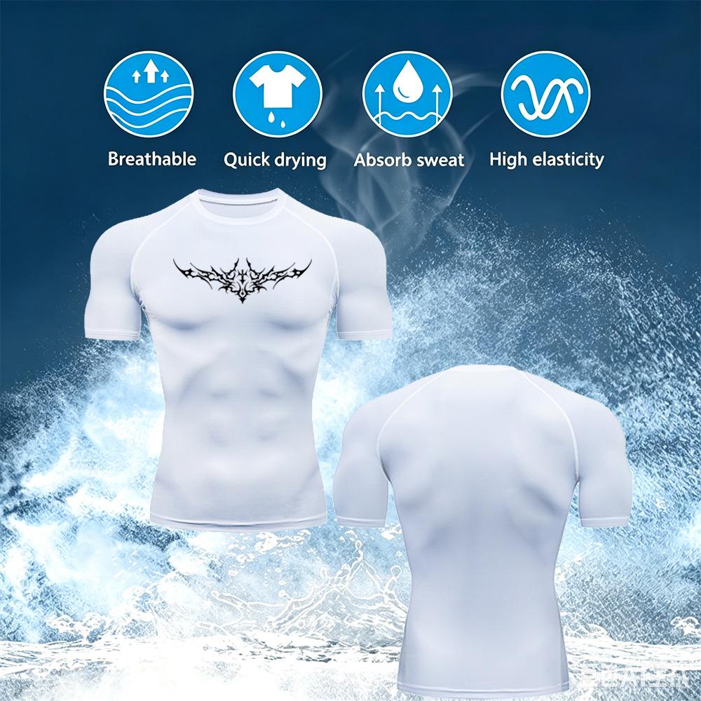Y2K Men's Quick-Dry Compression Sports T-Shirt - Short & Long Sleeve, Breathable, High Elasticity
