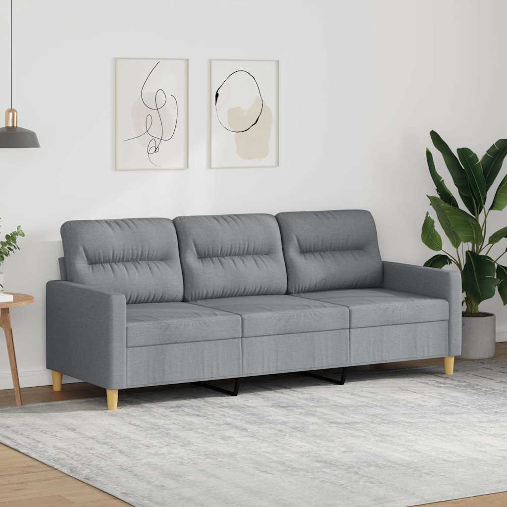 3 Seater Sofa Light Grey 180 Cm Fabric