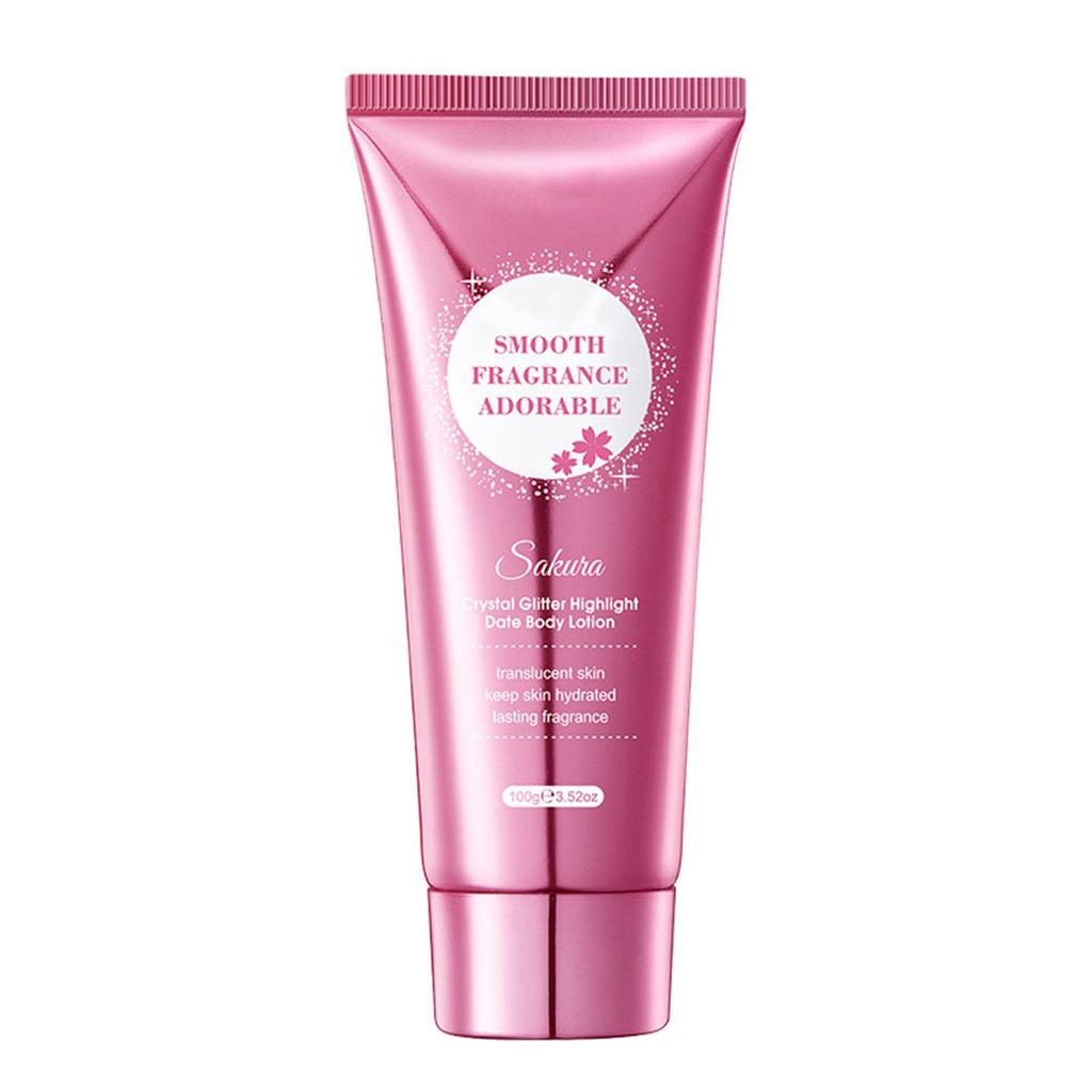 Women’s Moisturizing Body Cream with Lasting Sakura Scent & Shimmer Effect – 100g Smoothing Lotion for Date Prep