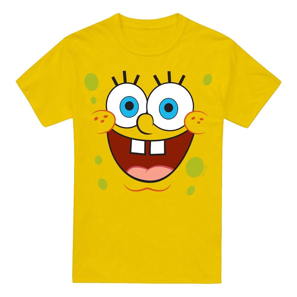 Spongebob Squarepants Spongebob Goofy Smallile Yellow 100% Cotton T-shirt Mens Tees Top S-2XL, Yellow 2XL