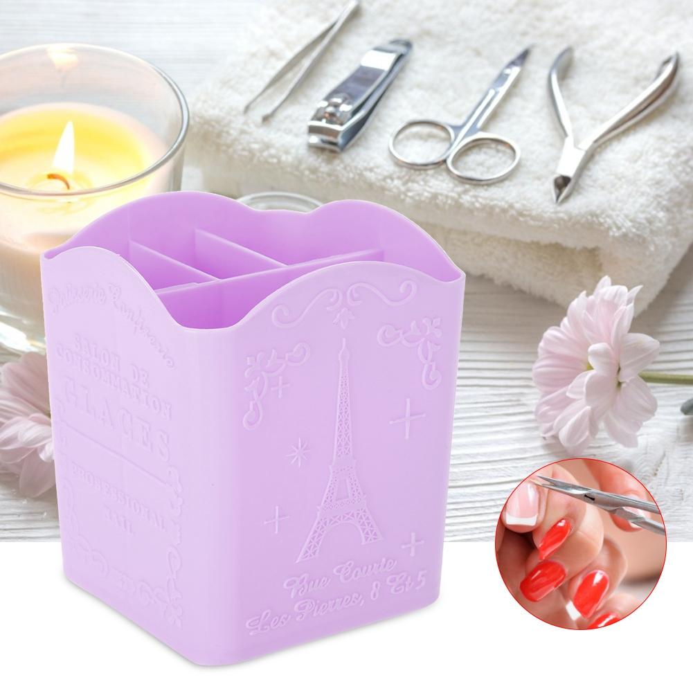 Storage Box Stationery Cosmetic & Manicure Tools Container with Tower Pattern Pink