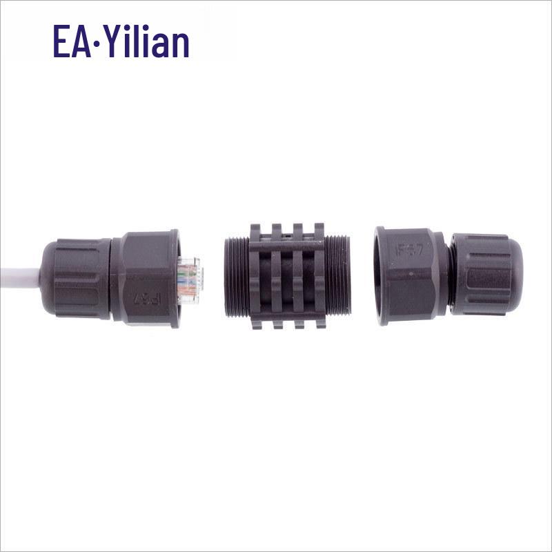 RJ45 Waterproof Panel Mount Gigabit Network Connector, US Standard, 8-Core