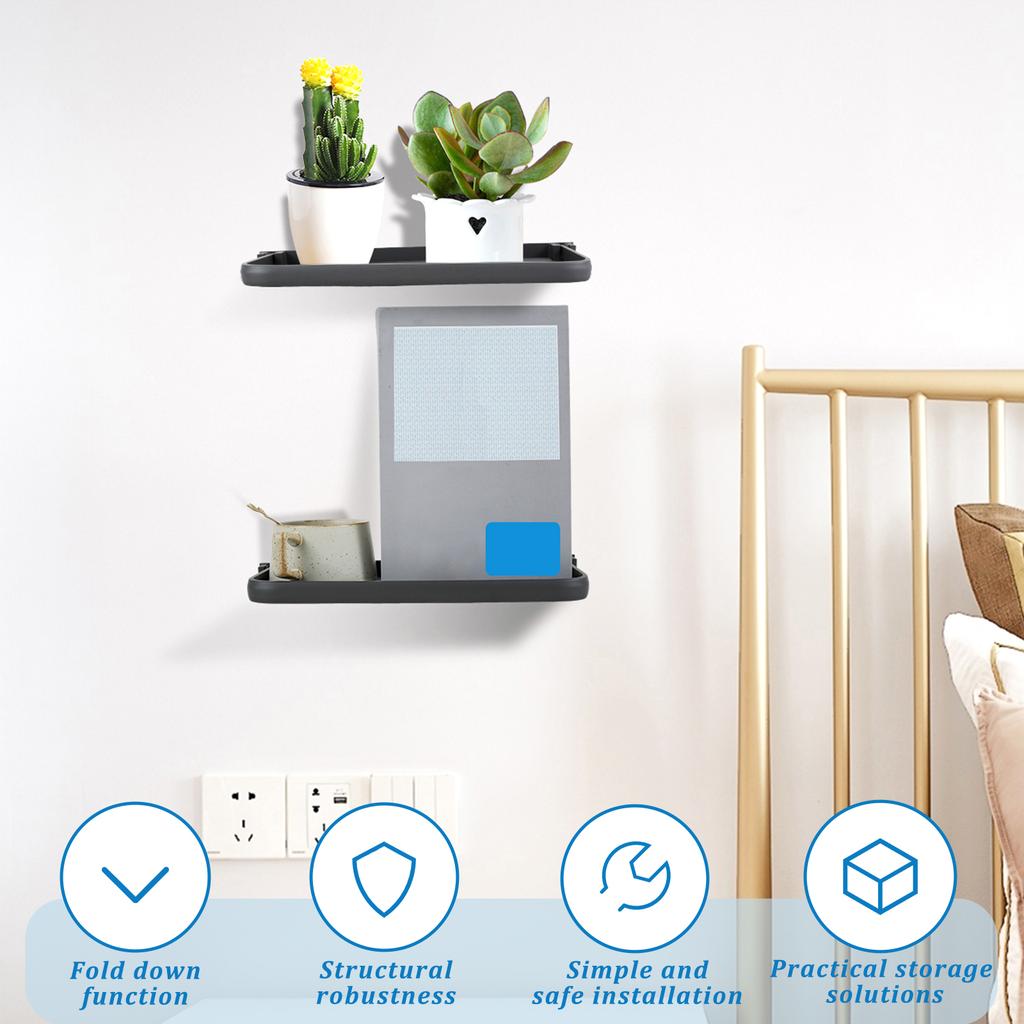 2Pcs RV Foldable Shelf Space Saving Organizer Aluminum Wall Storage Rack RV Floating Shelf Easy To Install Car Accessories