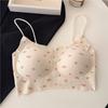 Small Floral Seamless Thin Shoulder Strap Beautiful Back Fixed Cup Sling Vest Anti-light Bra Cover