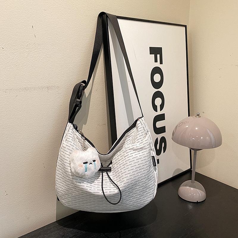 Premium plaid casual large-capacity drawstring tote bag women's 2025 new versatile texture trendy shoulder bag