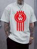 Red "KW" Logo Print T-shirt - Casual Crew Neck