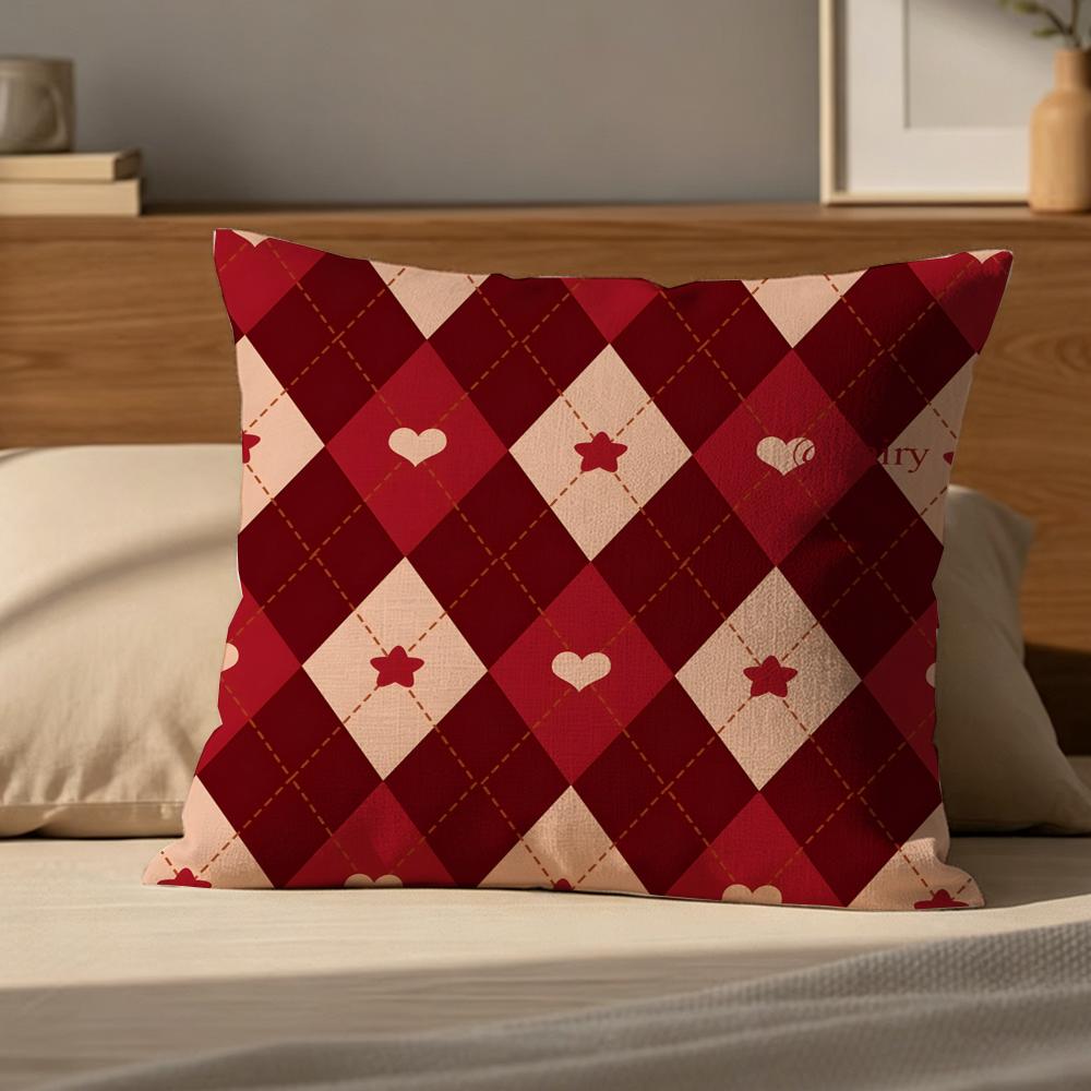 R-Rhombus Lattice Cushion Cover Cushion Cover Pillowcase, Anti-Mite Invisible Zipper, Linen Sofa Cushion